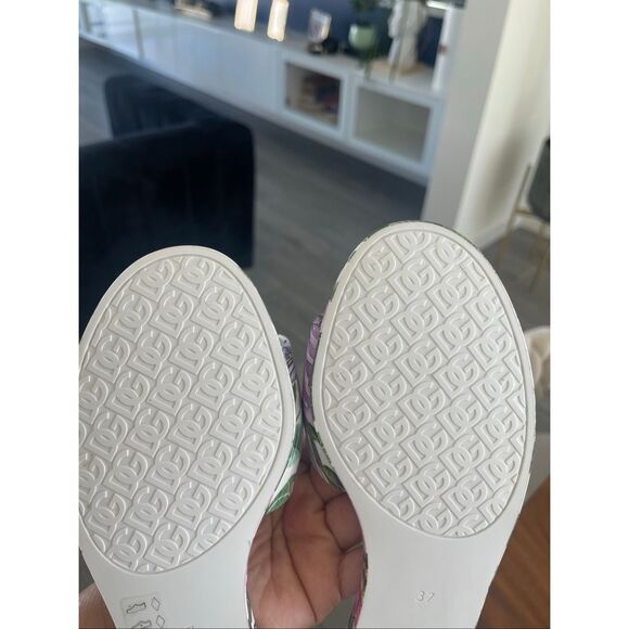 DOLCE & GABBANA Bianca cutout floral-print rubber slides sandals size 7 - Picture 4 of 7